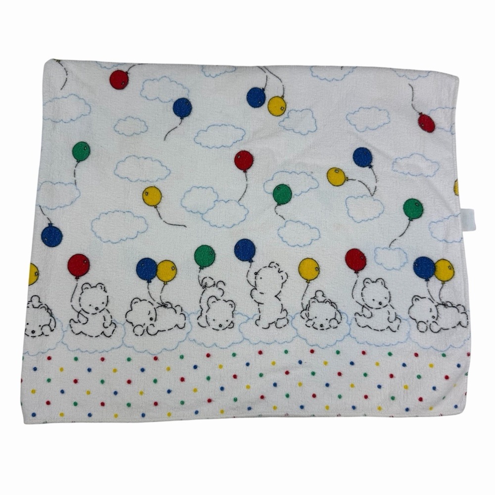 Vintage Carter's Baby Receiving Blanket 28x33 100% Cotton Balloons Bear Made USA